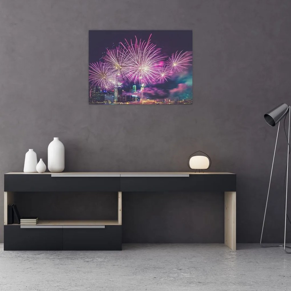 Tablou pe sticlă cu artificii (70x50 cm)