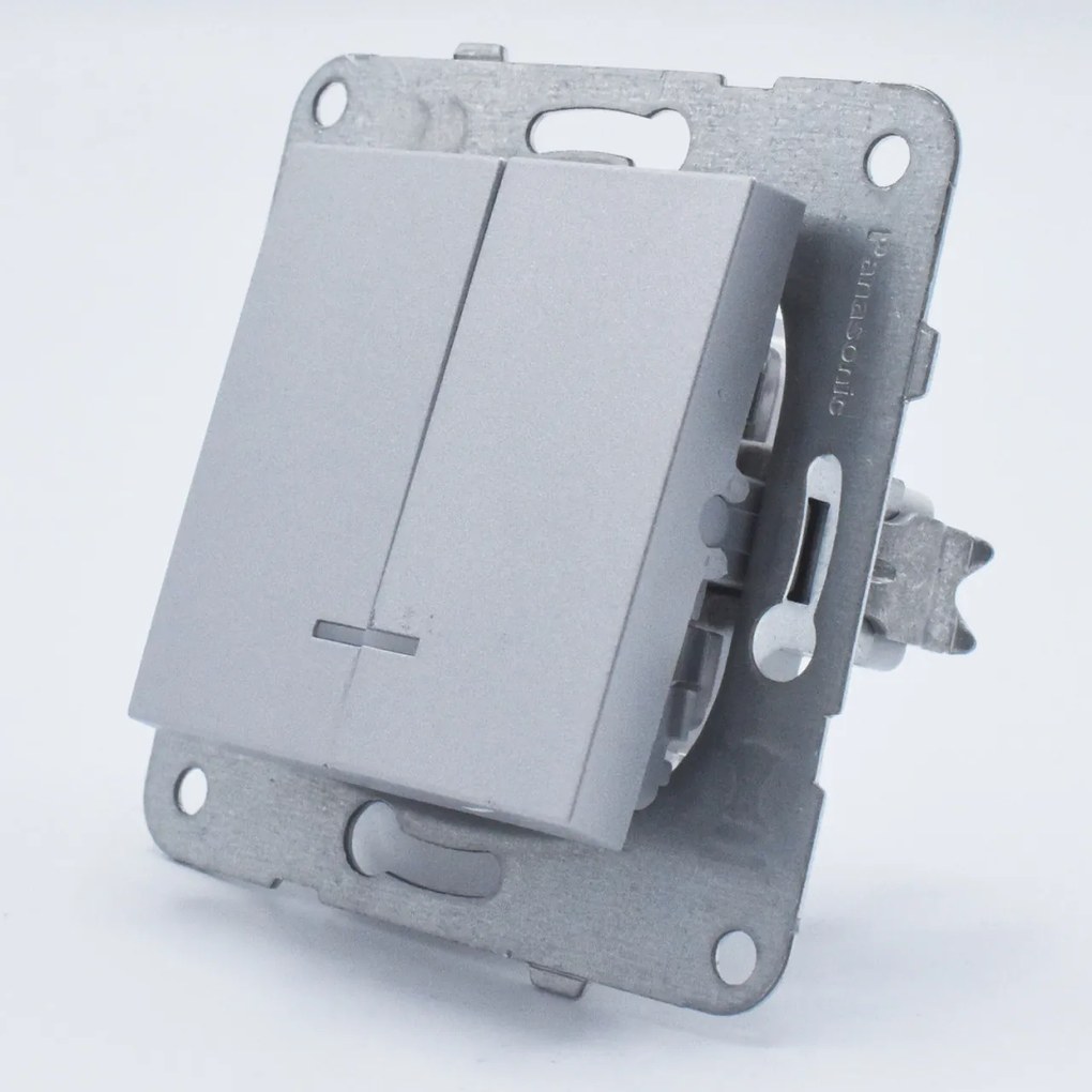 Intrerupator dublu cu led, 10A, IP20, Argintiu, Panasonic Arkedia Slim/Karre Plus