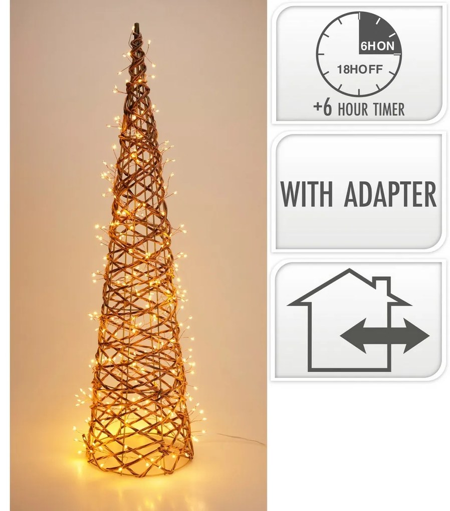 Decorațiune de Crăciun pentru exterior Conulluminos, 80 x 20 cm, 300 LED-uri, alb cald, 80 cm