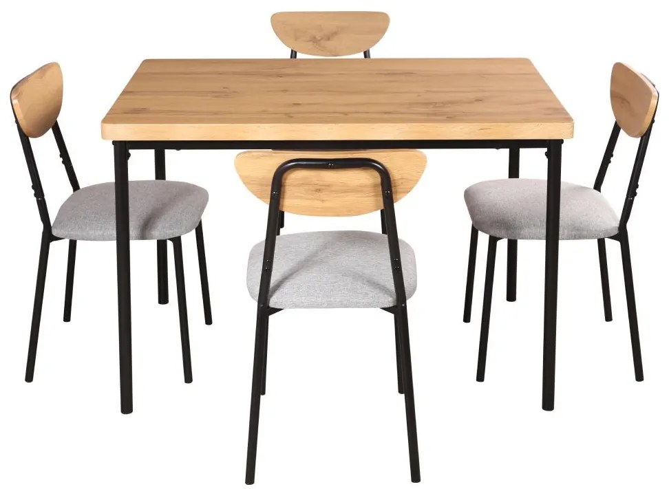 Set mobilier sufragerie Mimetizarse (stejar deschis + gri) (pentru 4 persoane). 1116413