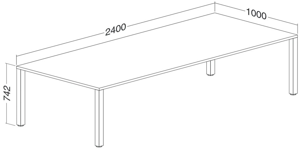 Masa de intalnire ProOffice 240 x 100 cm, alba