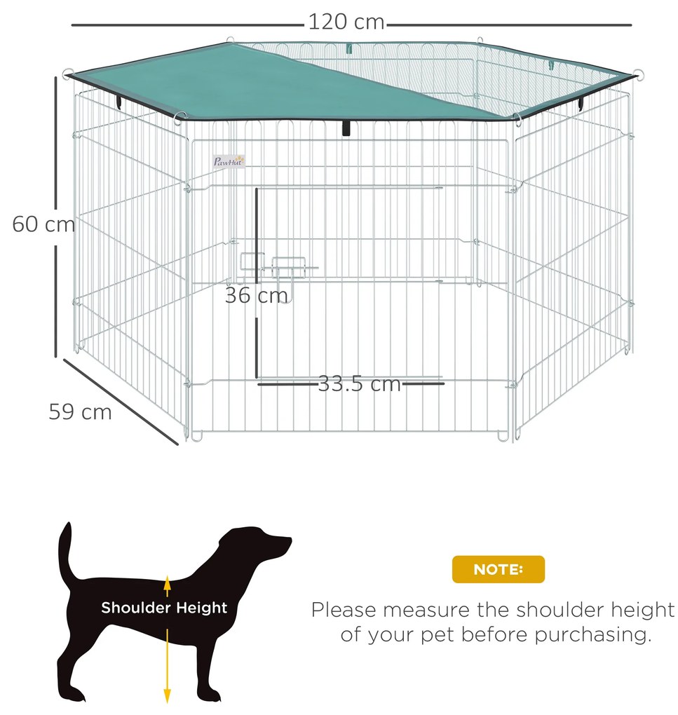 PawHut Țarc Modular Animale Ușă Acces Acoperiș Impermeabil Pliabil, Φ120x60 cm | Aosom Romania