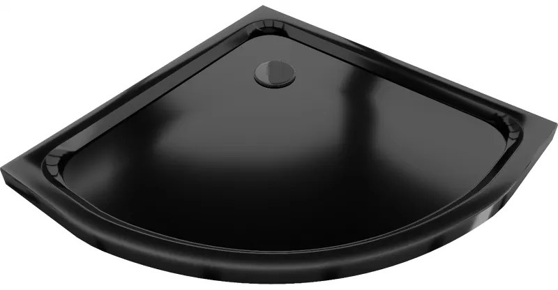 Mexen Flat cadă de duș semirotund slim 80 x 80 cm, negru, sifon negru - 41708080B