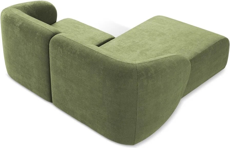 Colțar verde cu tapițerie din chenille (cu colț pe partea stângă/cu șezlong) Lani – Makamii