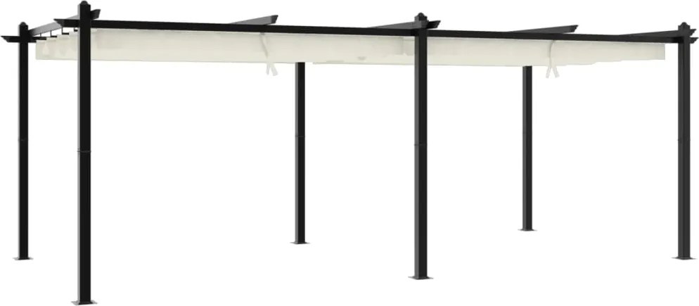 vidaXL Foișor de grădină, acoperiș retractabil, crem, 3x6 m, aluminiu
