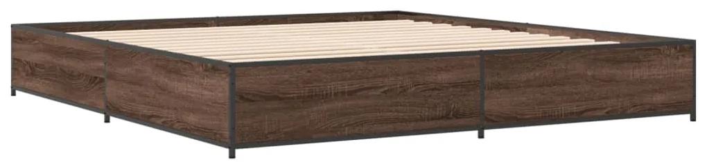 3279836 vidaXL Cadru de pat, stejar maro, 160x200 cm, lemn prelucrat și metal
