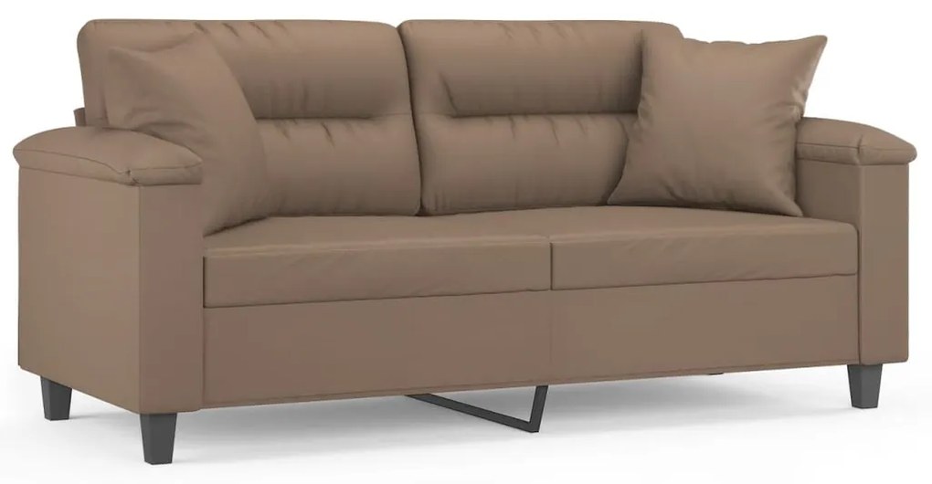 3153304 vidaXL Canapea cu 2 locuri, perne&pernuțe cappuccino 140 cm piele eco