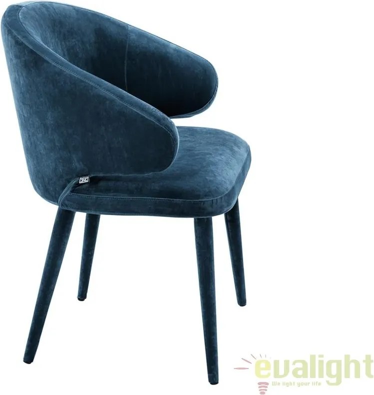 Scaun elegant design LUX Cardinale, catifea albastra 112067 HZ