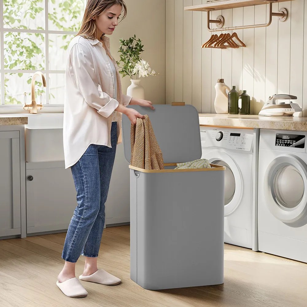 Coș de rufe din plastic, gri
