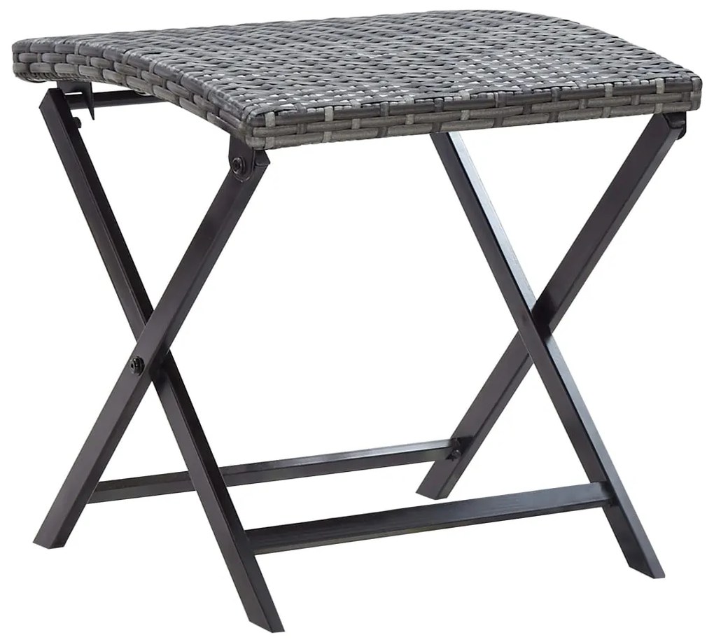 vidaXL Taburet pliabil, gri, poliratan