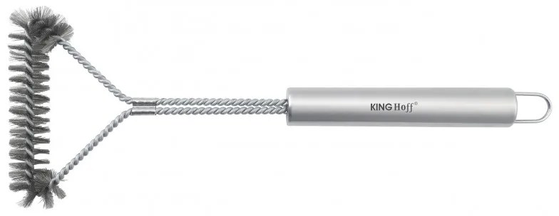 Perie de curatat gratar Kinghoff KH 1915, 41,5 cm, Maner ergonomic, Peri din otel, Inox
