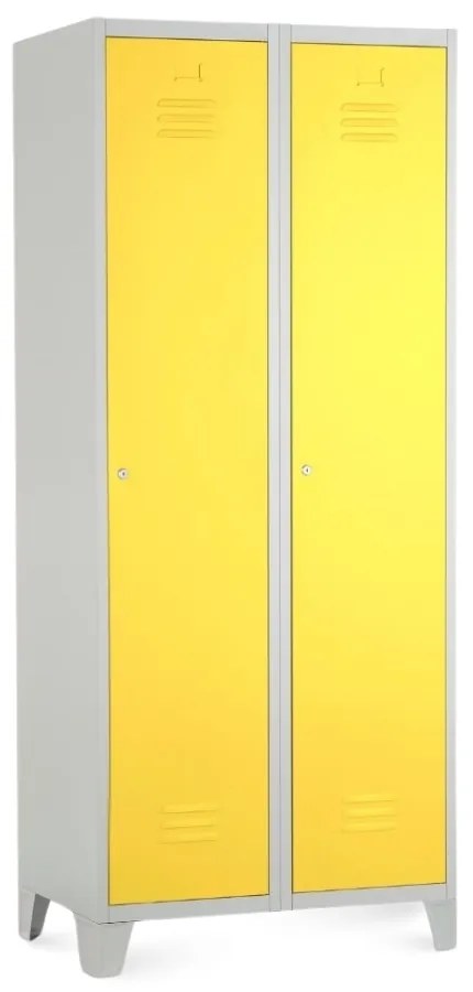 Dulap metalic, 80 x 50 x 190 cm, picioare fixe, încuietoare cilindrică, galben - ral 1023