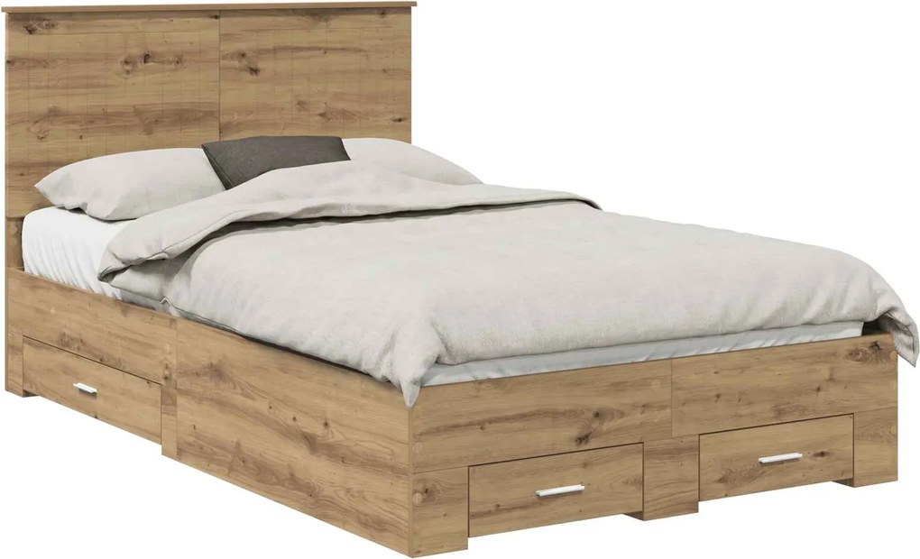 vidaXL Cadru de pat Stejar Artizanal 120 x 190 cm Lemn compozit