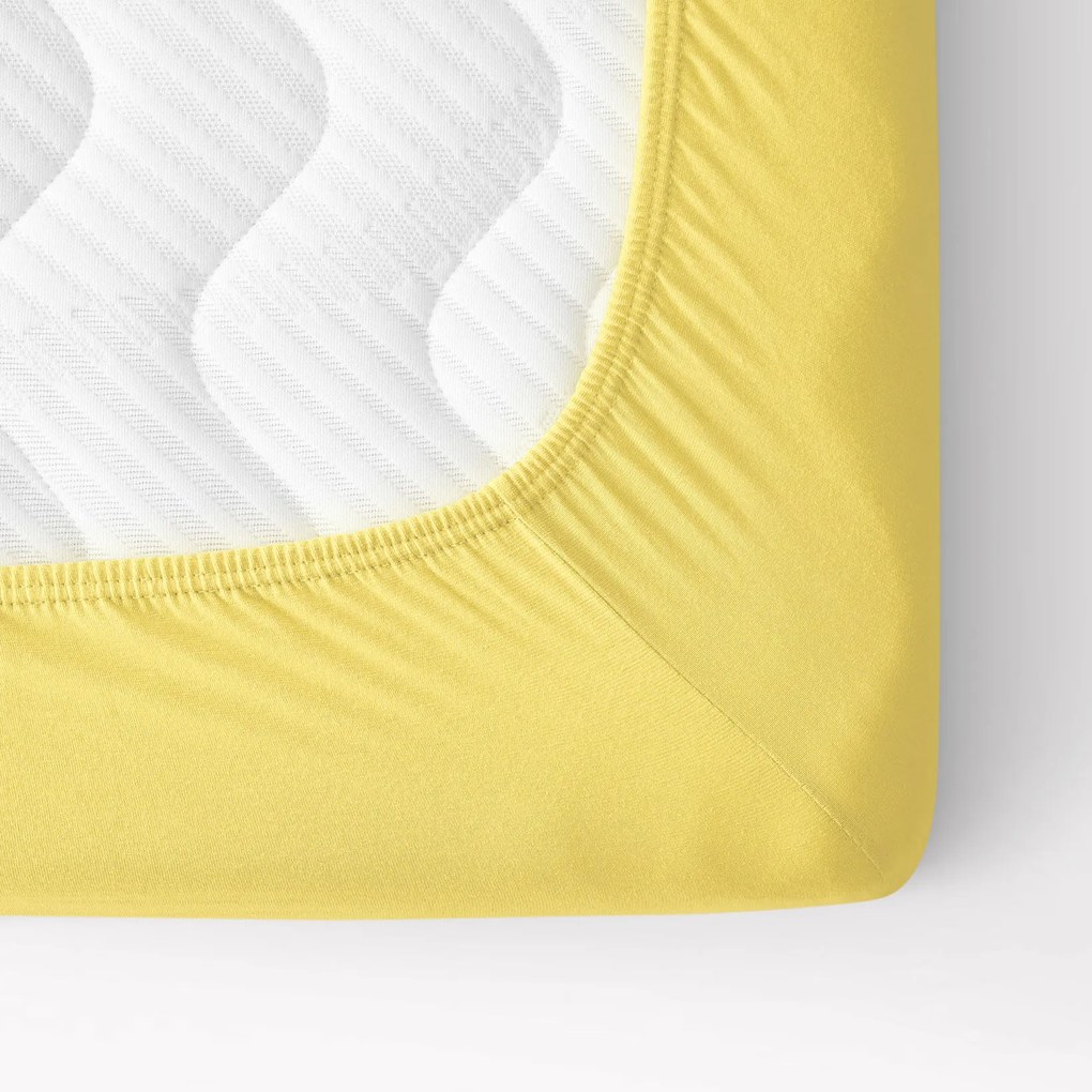 Goldea cearceaf de pat jersey cu elastic - galben deschis 200 x 220 cm