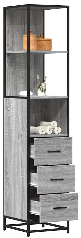 vidaXL Dulap de baie, gri sonoma, 35x37,5x166 cm, lemn prelucrat