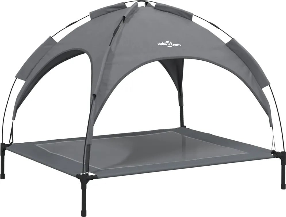 vidaXL Pat de câini cu baldachin, antracit, țesătură Oxford și oțel