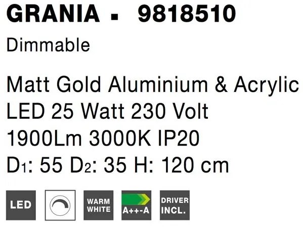 Lustra LED dimabila design elegant GRANIA auriu