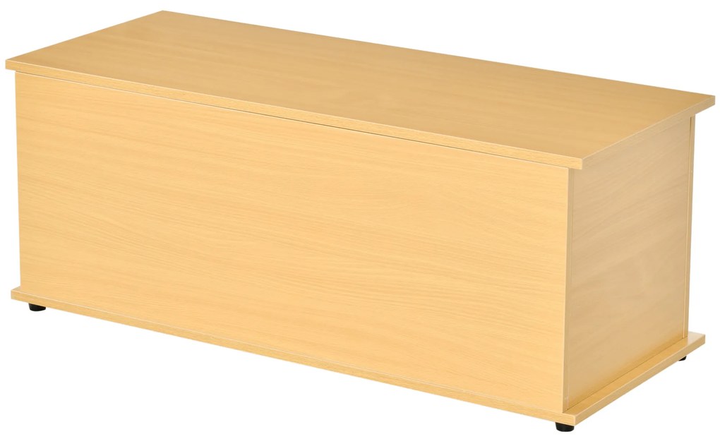 HOMCOM Cufăr de depozitare din lemn, taburet pentru depozitare cu capac pentru dormitor și sufragerie, sarcină max. 120 kg, 100x40x40 cm Natural | Aosom Romania