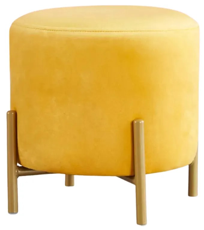 Taburet rotund din catifea, 33 cm, galben-auriu