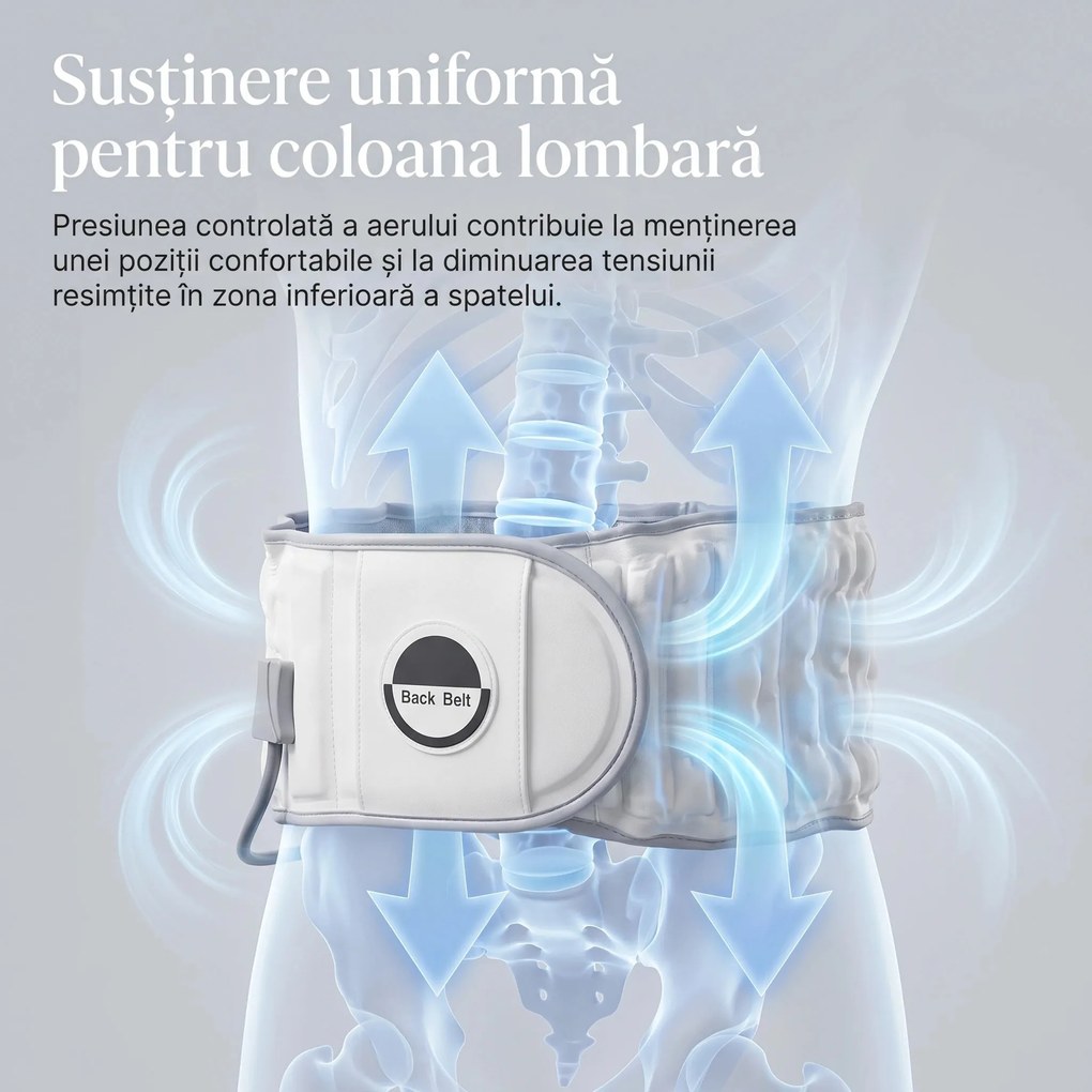Centura decompresie lombara cu tractiune si coloane de aer 3D ORTO LOMBAR, Alb/Gri