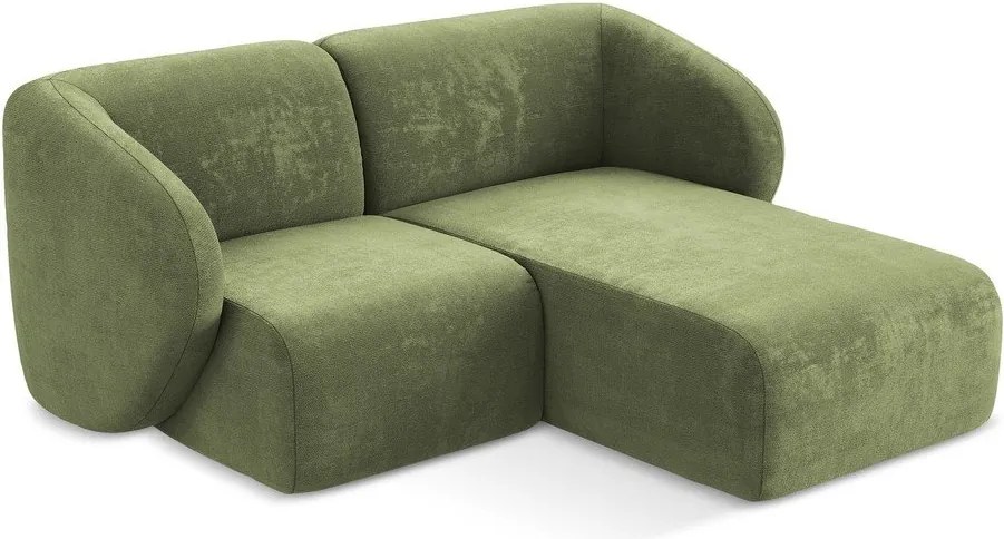 Colțar verde cu tapițerie din chenille (cu colț pe partea dreaptă/cu șezlong) Lani – Makamii