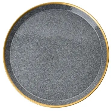 Set de masă 16 piese antracit/auriu/porțelan