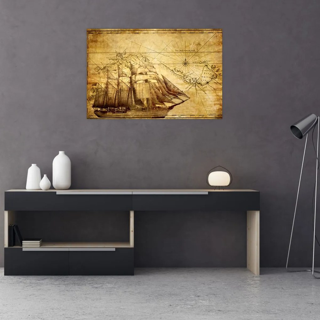 Tablou - Harta veche (90x60 cm)