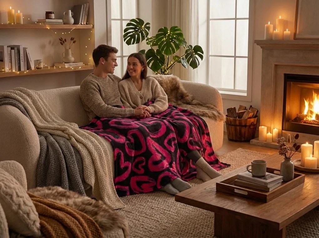 Patura Cocolino AMORYS, roz Dimensiune: 200 x 220 cm