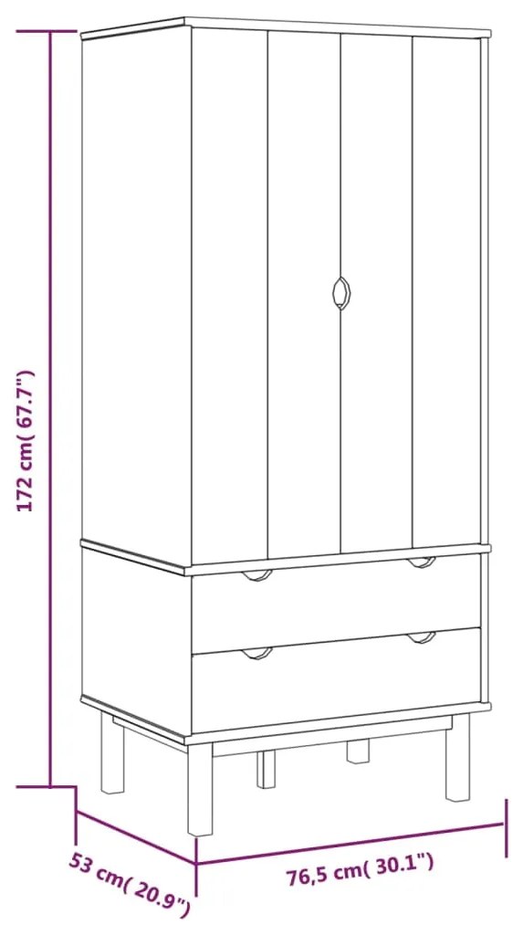 Sifonier, 76,5x53x172 cm, lemn masiv pin Maro, 1