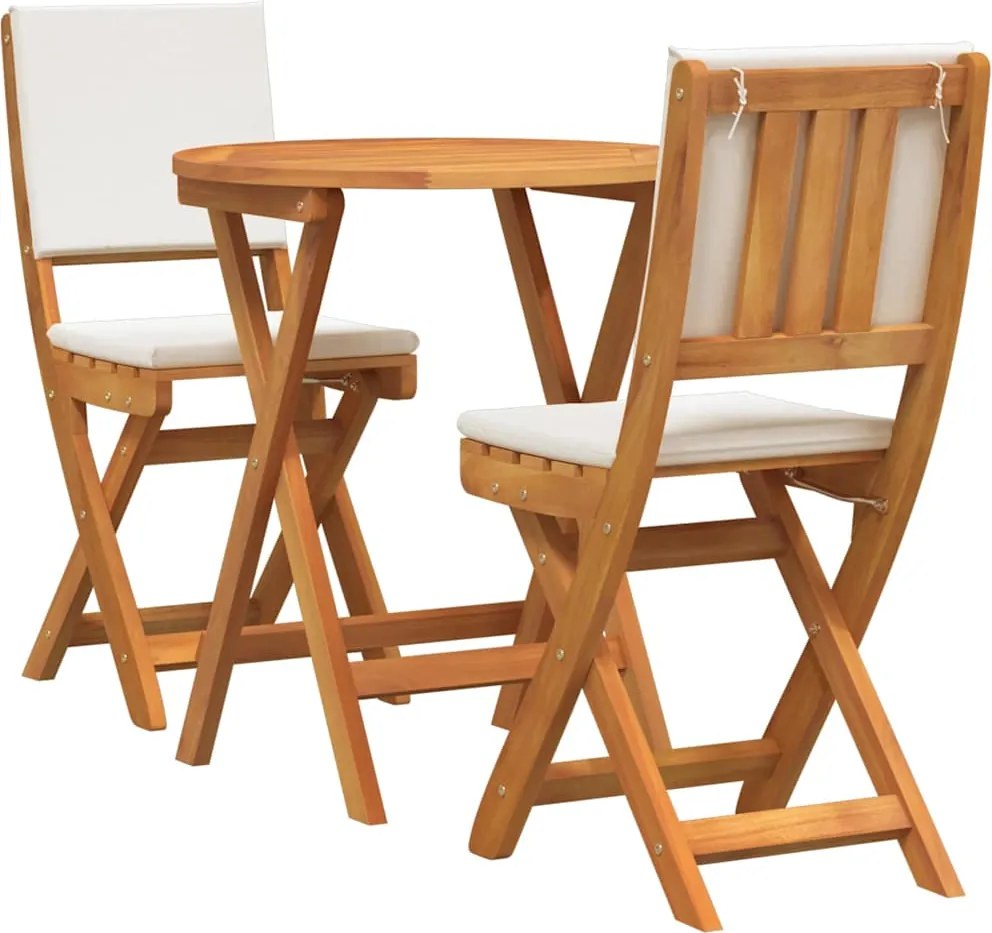 vidaXL Set bistro cu pernă 3 pcs Ulei Natural Lemn Solid de Acacia