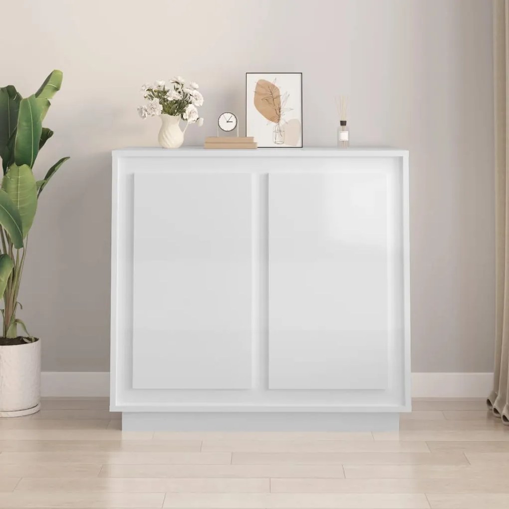vidaXL Dulap, alb extralucios, 80x34x75 cm, lemn prelucrat