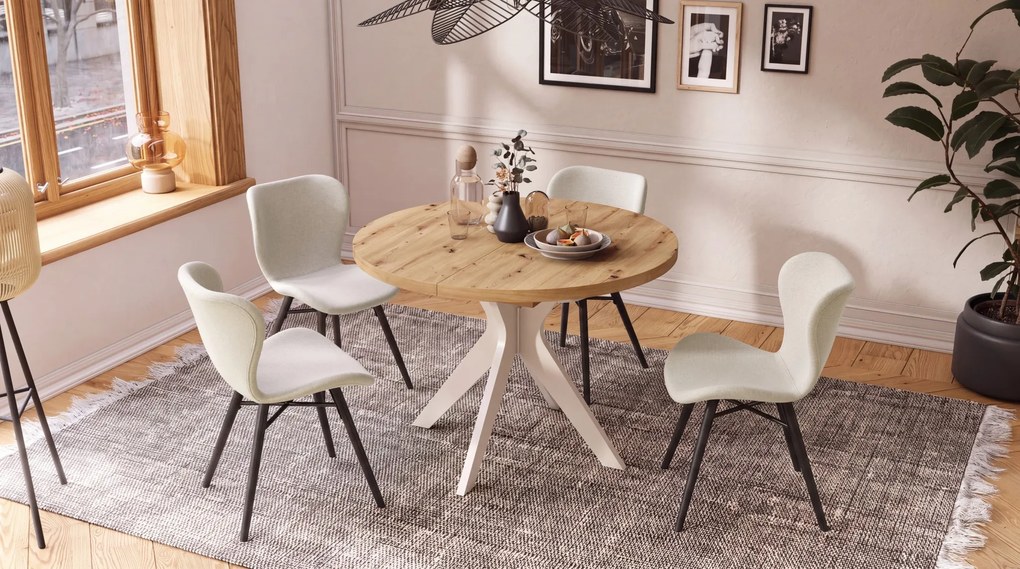 MAZZONI EXPORT ALTEA Bej (țesătură Rio 40) / picioare negre – SCAUN MODERN PENTRU LIVING / SUFRAGERIE / BUCĂTĂRIE / BIROU