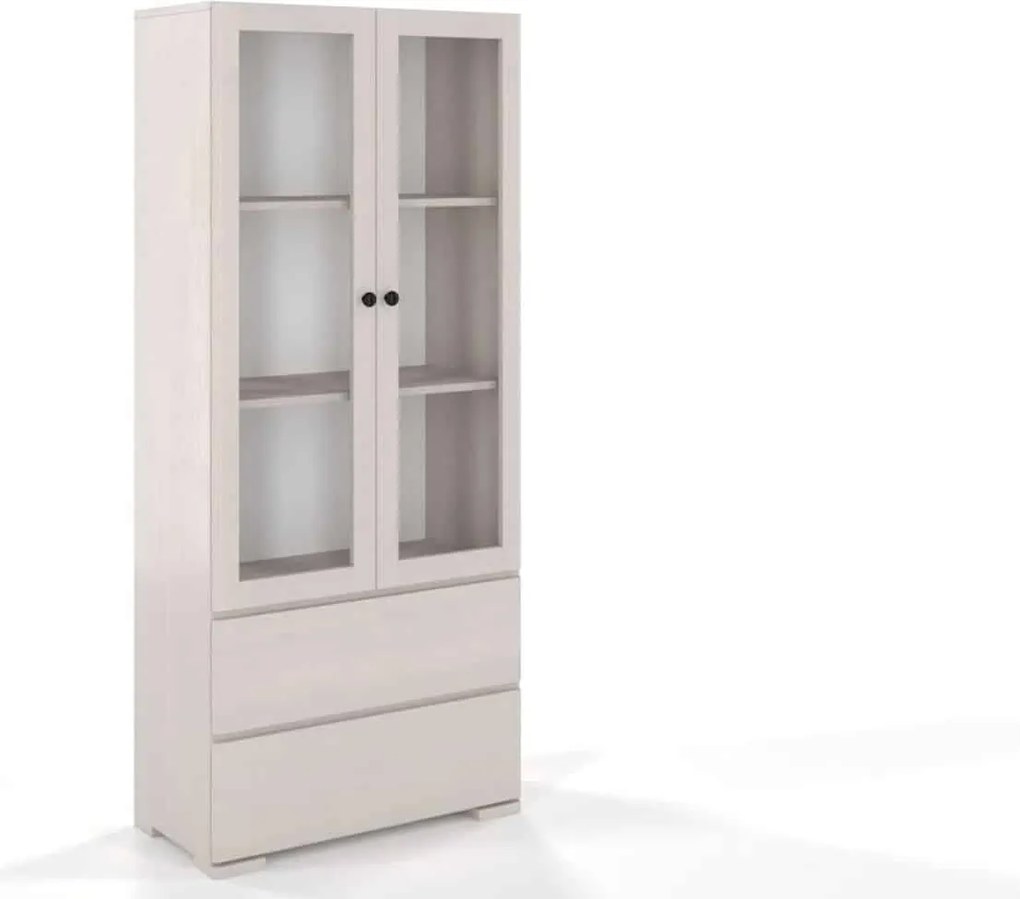 Vitrină lemn masiv TerraCraft Pin 2 Sertare, 80 × 38 × 182 cm - Natural