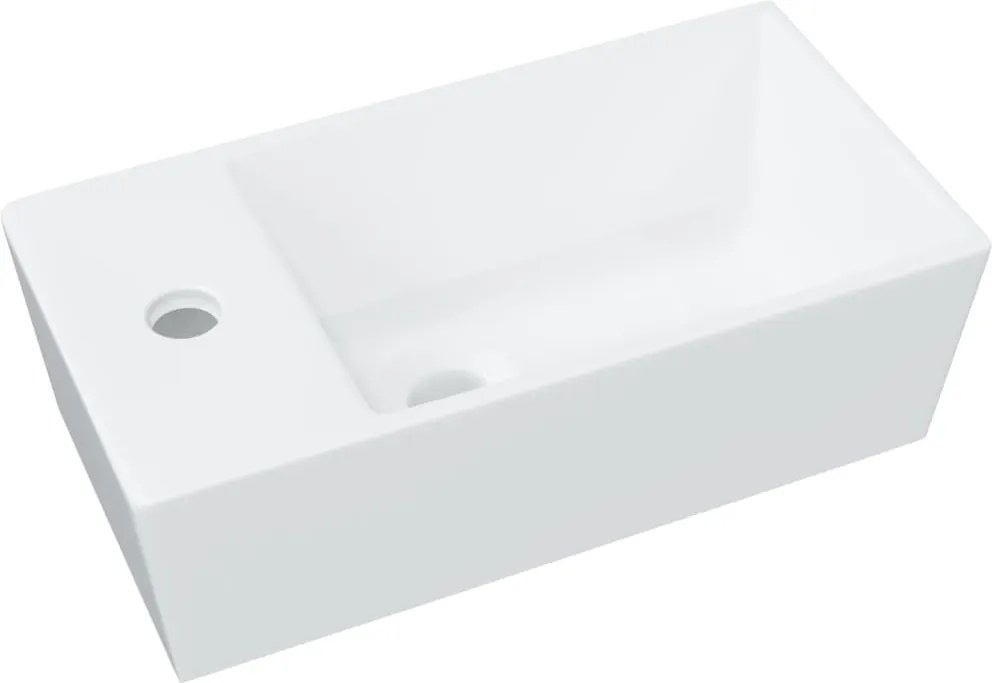 vidaXL Chiuvetă de baie, alb, 48x25x15 cm, ceramică