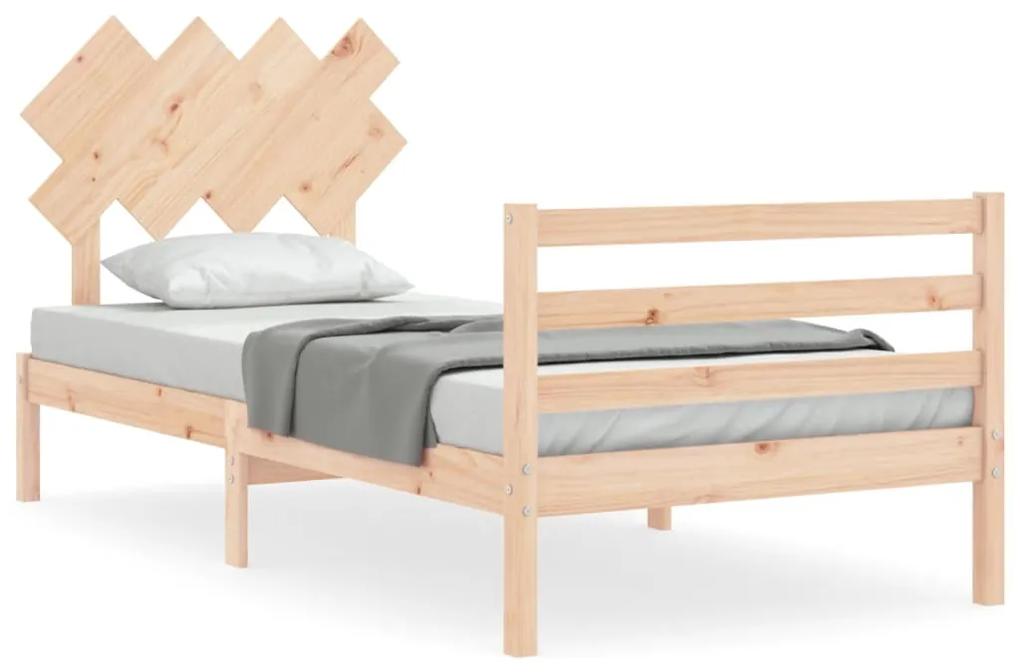 3195251 vidaXL Cadru de pat cu tăblie single, lemn masiv