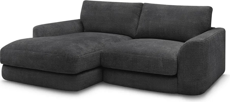 Colțar negru cu tapițerie din chenille (cu colț pe partea stângă/cu șezlong) Leonore – Bobochic Paris