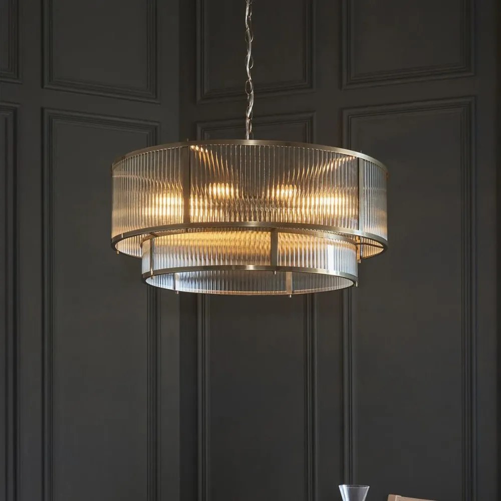 Endon 119456 - Candelabru RIDGETON pe lanț, 8xE14/7W/230V, alamă