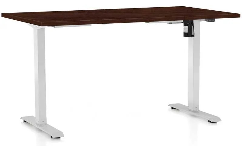 Masă înălțime reglabilă OfficeTech A, 120 x 80 cm, picioare albe, wenge