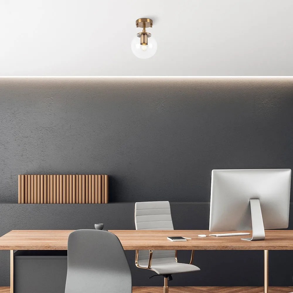 Plafonieră alămie cu abajur din sticlă ø 15 cm Atmaca – Opviq lights