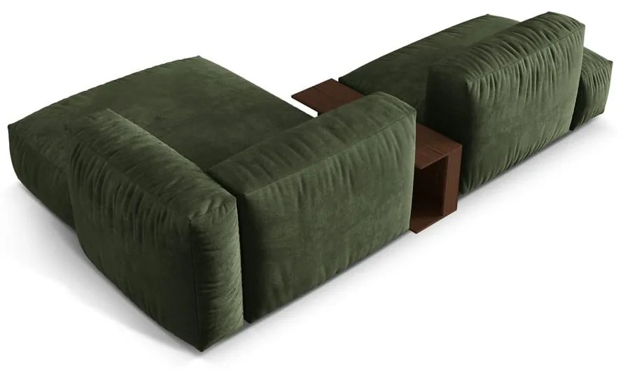 Colțar modular verde cu tapițerie din catifea (cu colț pe partea dreaptă/cu șezlong) Martina – Micadoni