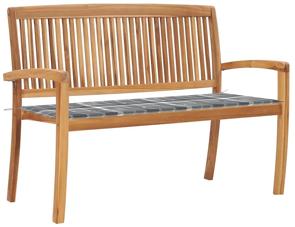 vidaXL Bancă de grădină stivuibilă cu pernă, 128,5 cm, lemn masiv tec