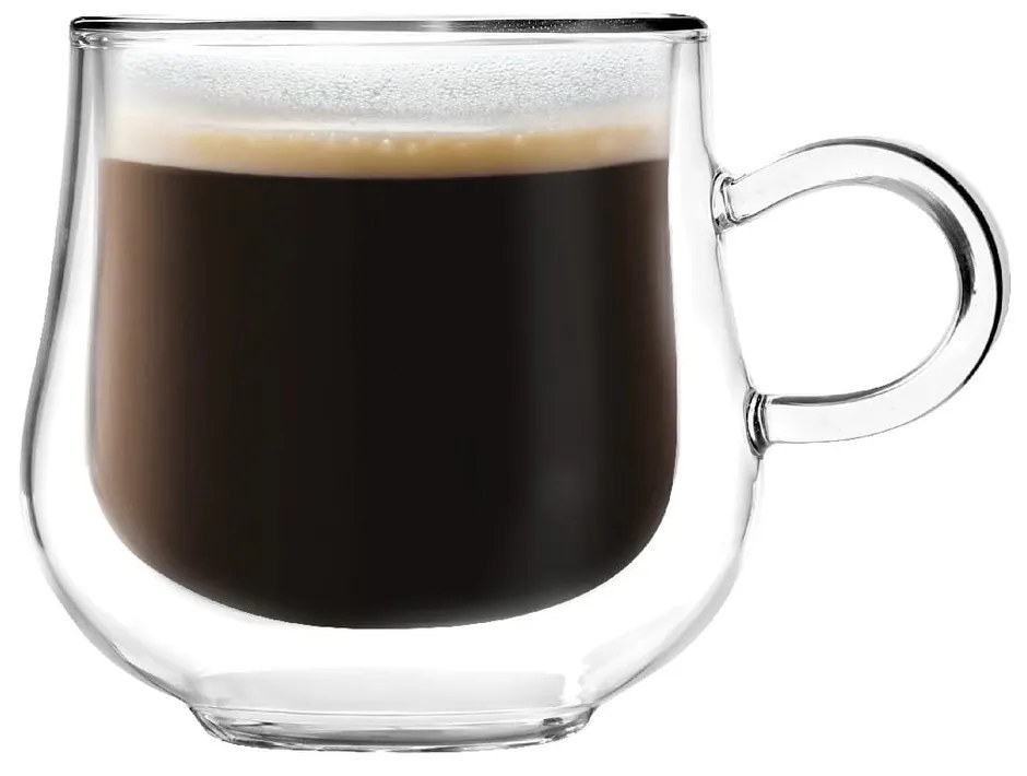 Set 2 căni din sticlă dublă Vialli Design, 250 ml