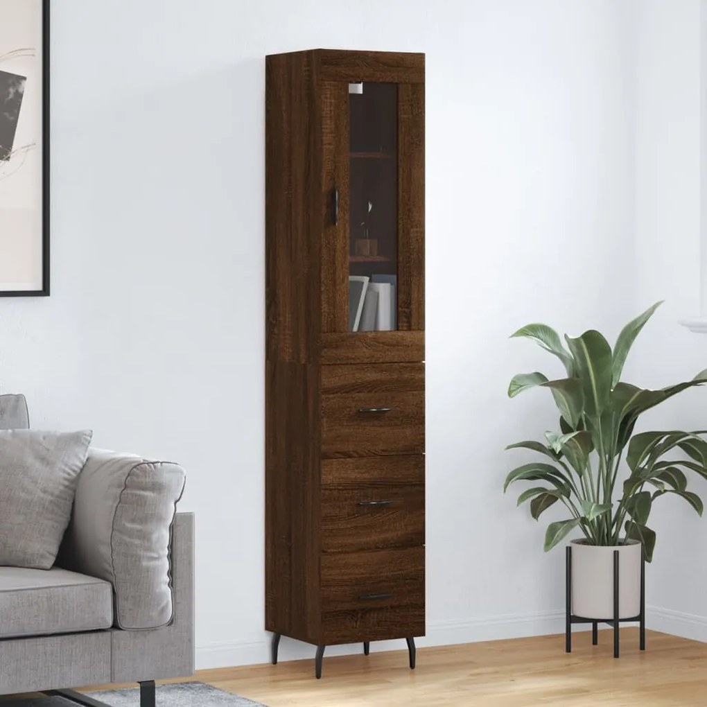 3199256 vidaXL Dulap înalt, stejar maro, 34,5x34x180 cm, lemn prelucrat