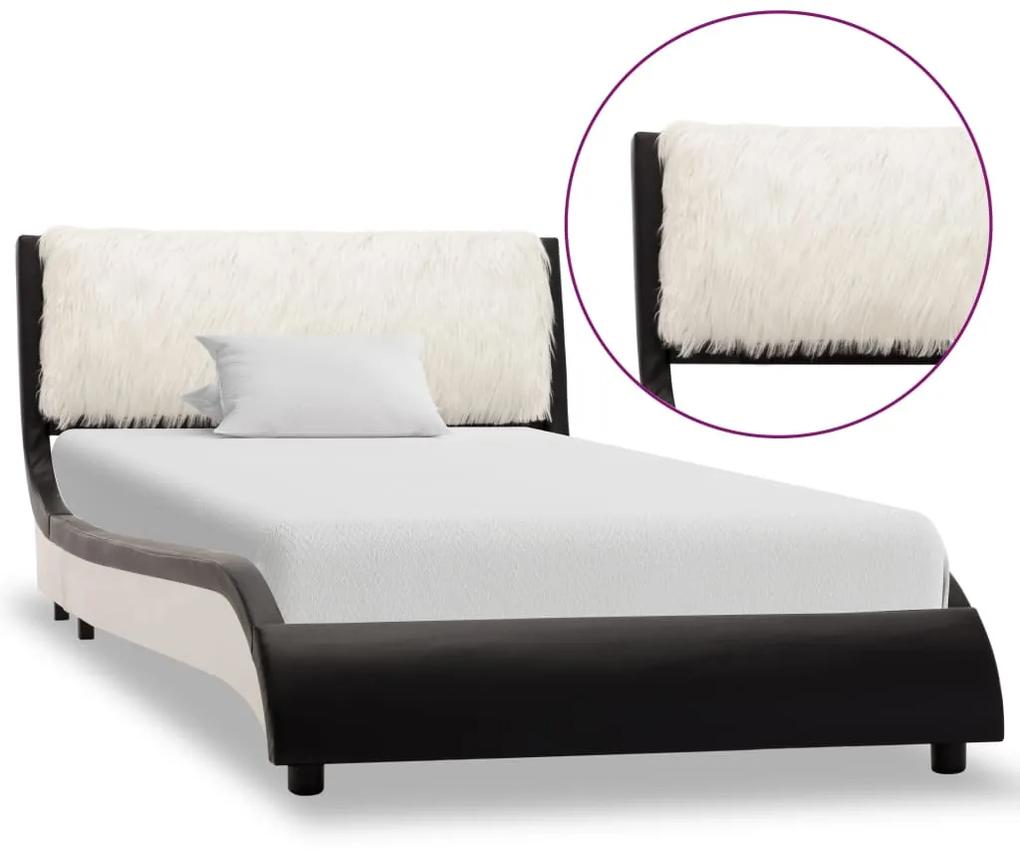 280357 vidaXL Cadru de pat, negru și alb, 90 x 200 cm, piele ecologică