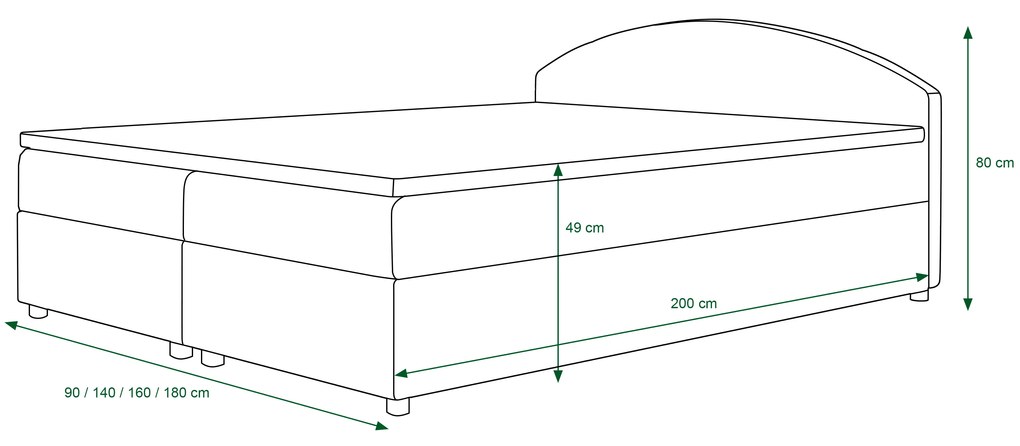 Pat matrimonial Boxspring 140 cm Orlando Comfort (Motiv + maro deschis) (cu saltea și sp. depozitare). 1056252
