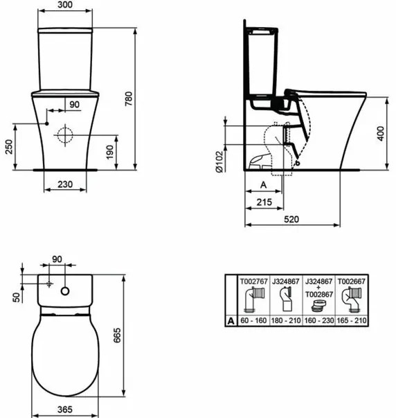 Vas wc pe pardoseala BTW Ideal Standard Connect Air AquaBlade pentru rezervor asezat