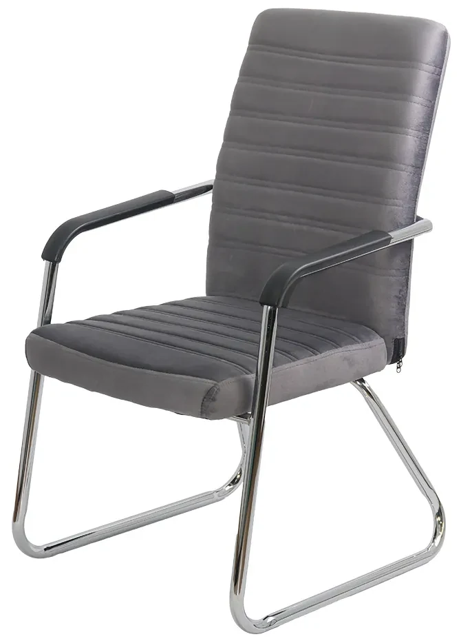 Scaun vizitator gri OFF 833V din catifea si cadru cromat