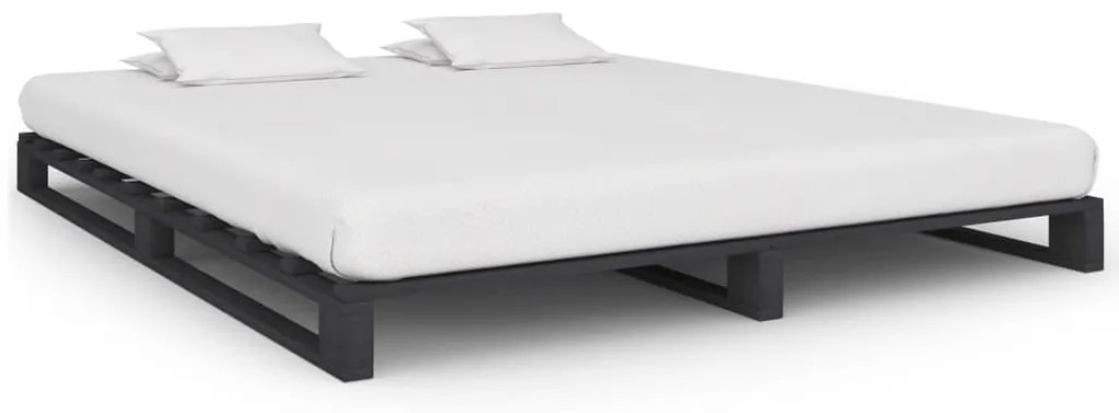 Cadru de pat din paleți, gri, 160 x 200 cm, lemn masiv de pin