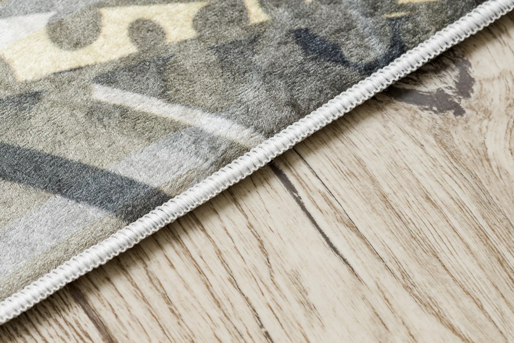 ANDRE 1097 covor lavabil Abstracțiune anti-alunecare - alb / galben - SECUNDAR-COTATI PRODUSUL