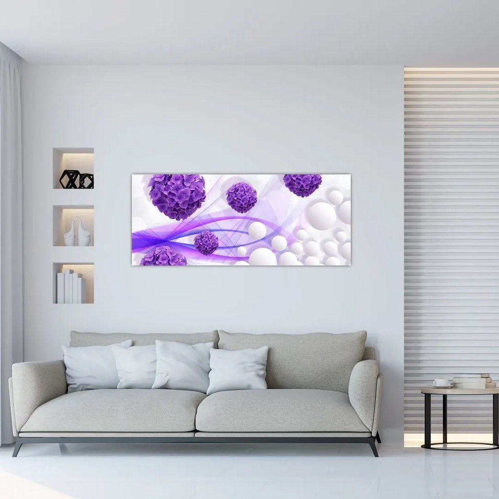 Obraz - Bilă, bile mici, flori (120x50 cm)